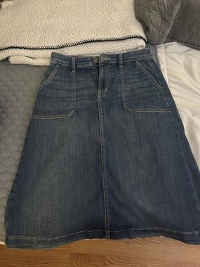 St. John's Bay Dark Blue Denim A-Line Skirt